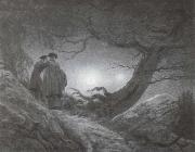 Caspar David Friedrich Zwei Manner  in Betrachtung des Mondes oil painting reproduction